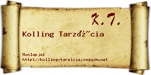 Kolling Tarzícia névjegykártya